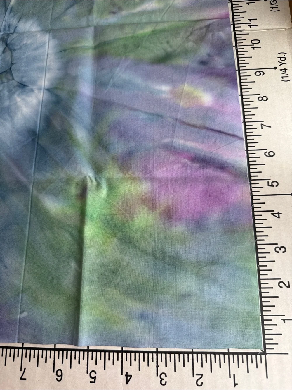 Hand Dyed Batik Quilting Cotton Fabric Lot Blue Purple Green 1 Yard+Fat Quarter